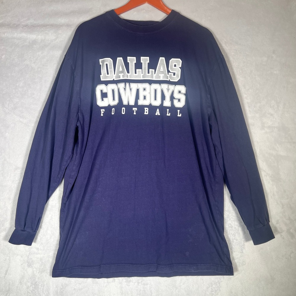 Dallas Cowboys Football Mens XLT Long Sleeve T-Shirt Navy Blue Cotton‎ Authentic